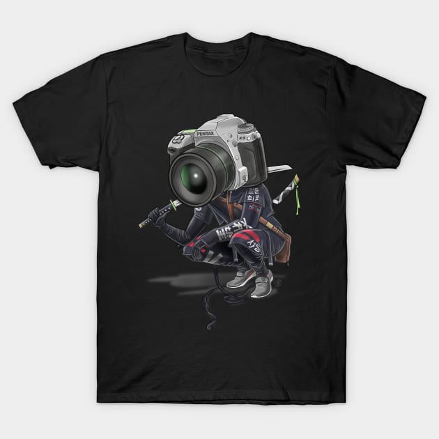 Pentax K5 Silver Samurai T-Shirt by oscarsanchez